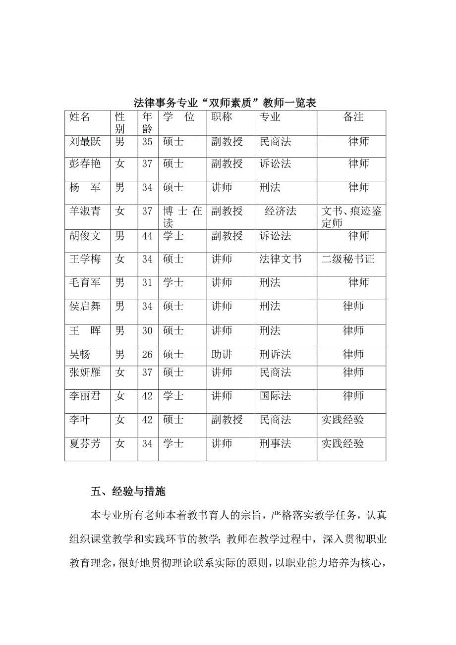 法律事务专业教学计划执行情况总结_第5页