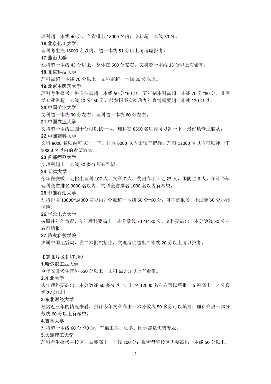 2015年82所高校在安徽录取省参考线_第2页