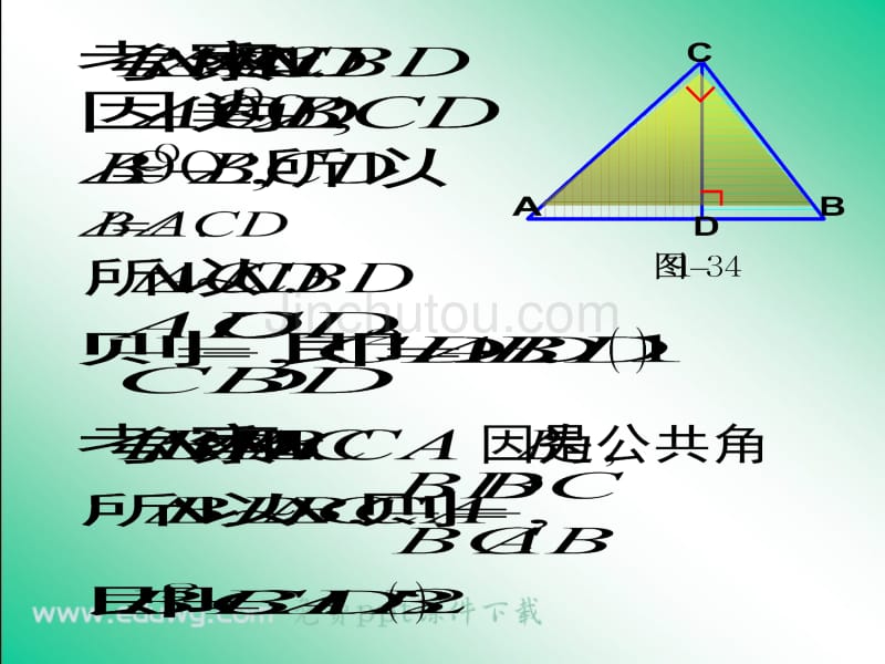 直角三角形的射影定理ppt课件1（8张） 高中数学 选修4-1 新人教a版_第5页