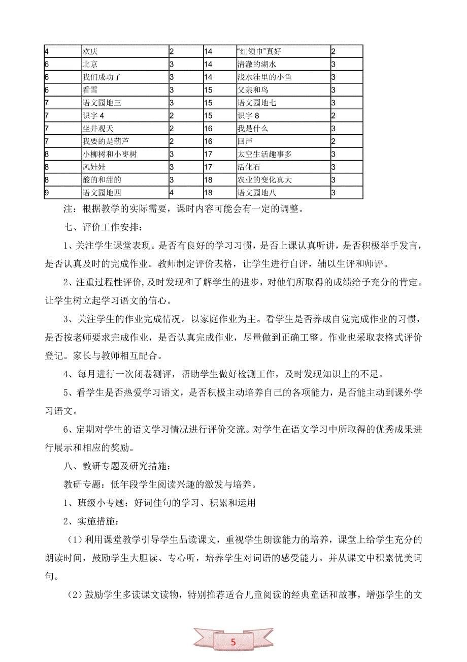 二年级上册小学语文教学计划_第5页