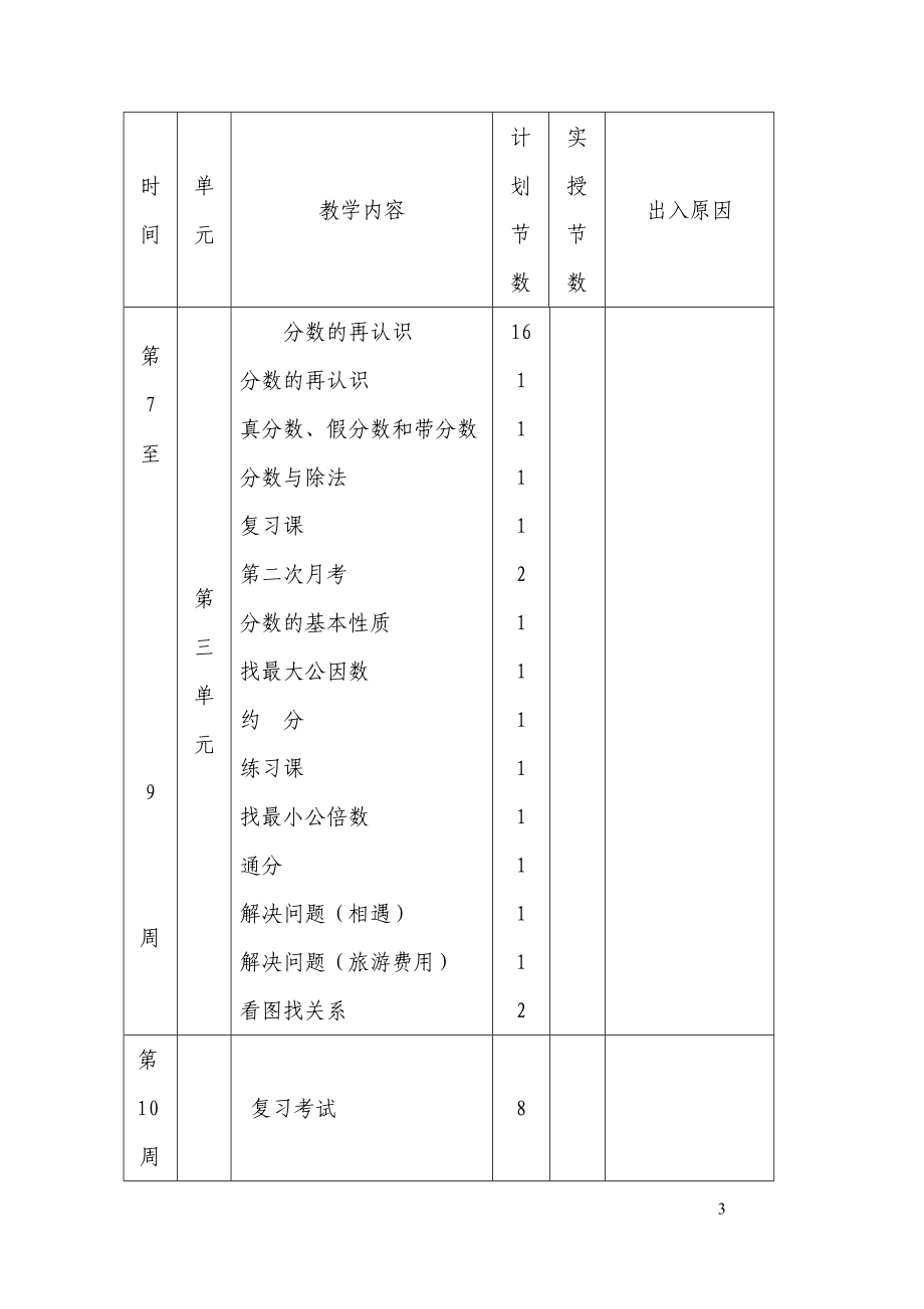 北师大版小学五年级数学全册教案教学设计_第3页