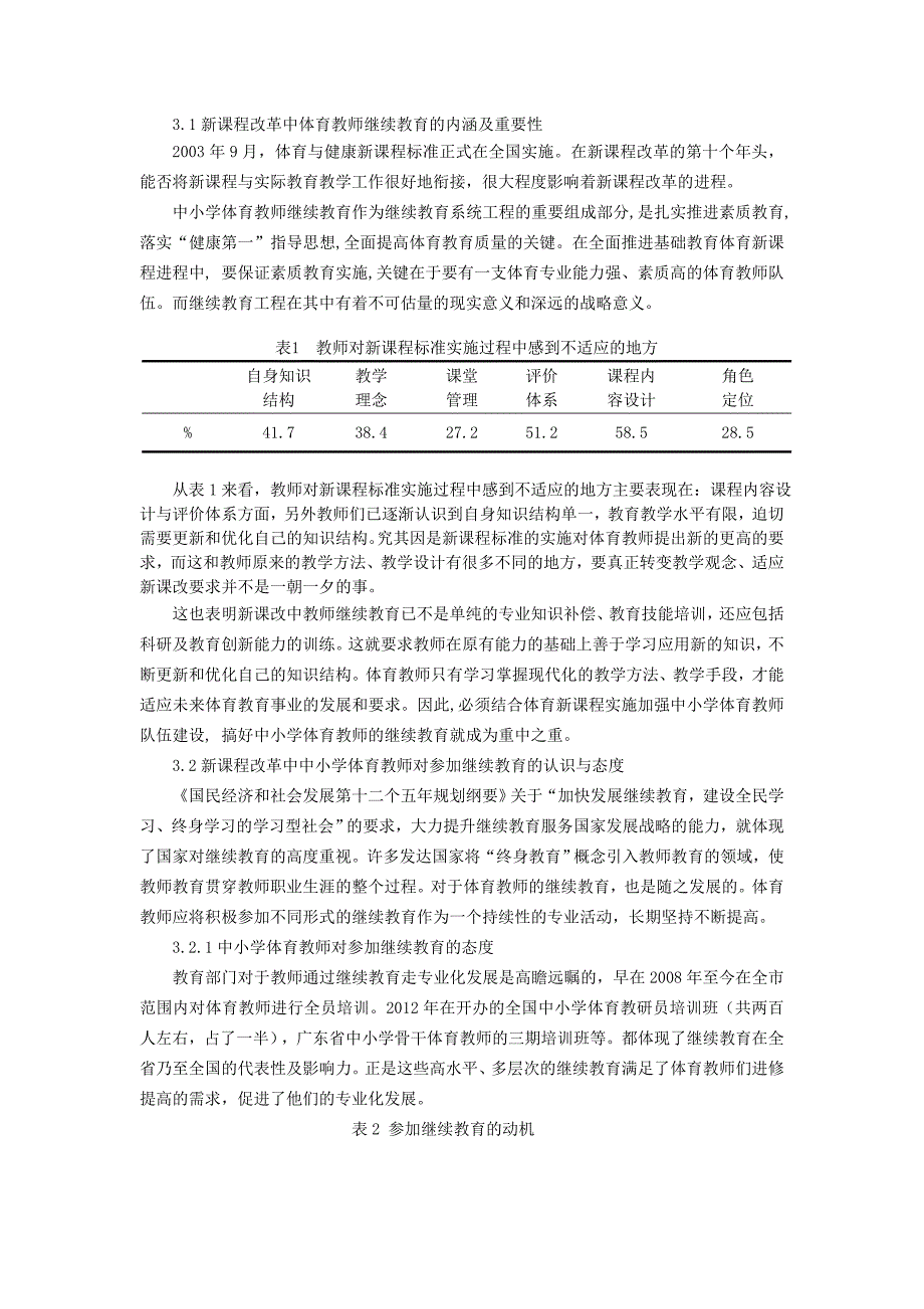 体育与健康论文：新课程改革中中小学体育教师继续教育现状调查分析与对策_第2页