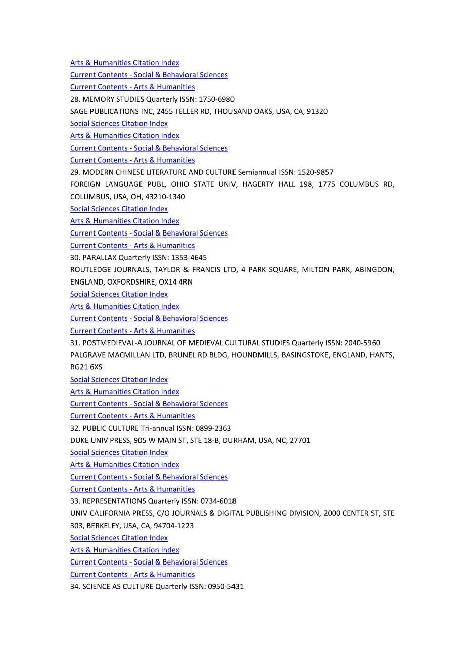 文化研究类SSCI期刊列表（2013年4月21日）_第5页
