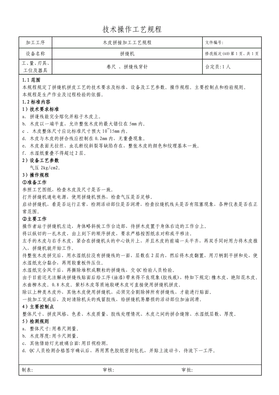 木皮拼接加工工艺规程_第1页