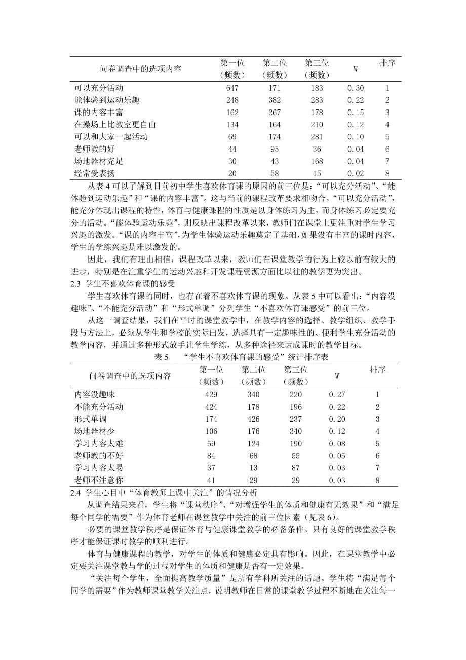 体育论文：新课程改革背景下初中体育教师课堂教学行为的调查研究_第5页