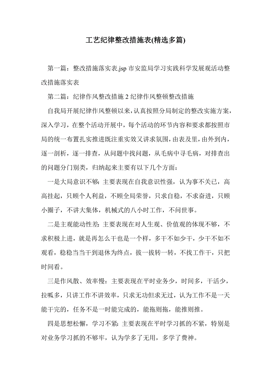 工艺纪律整改措施表(精选多篇)_第1页