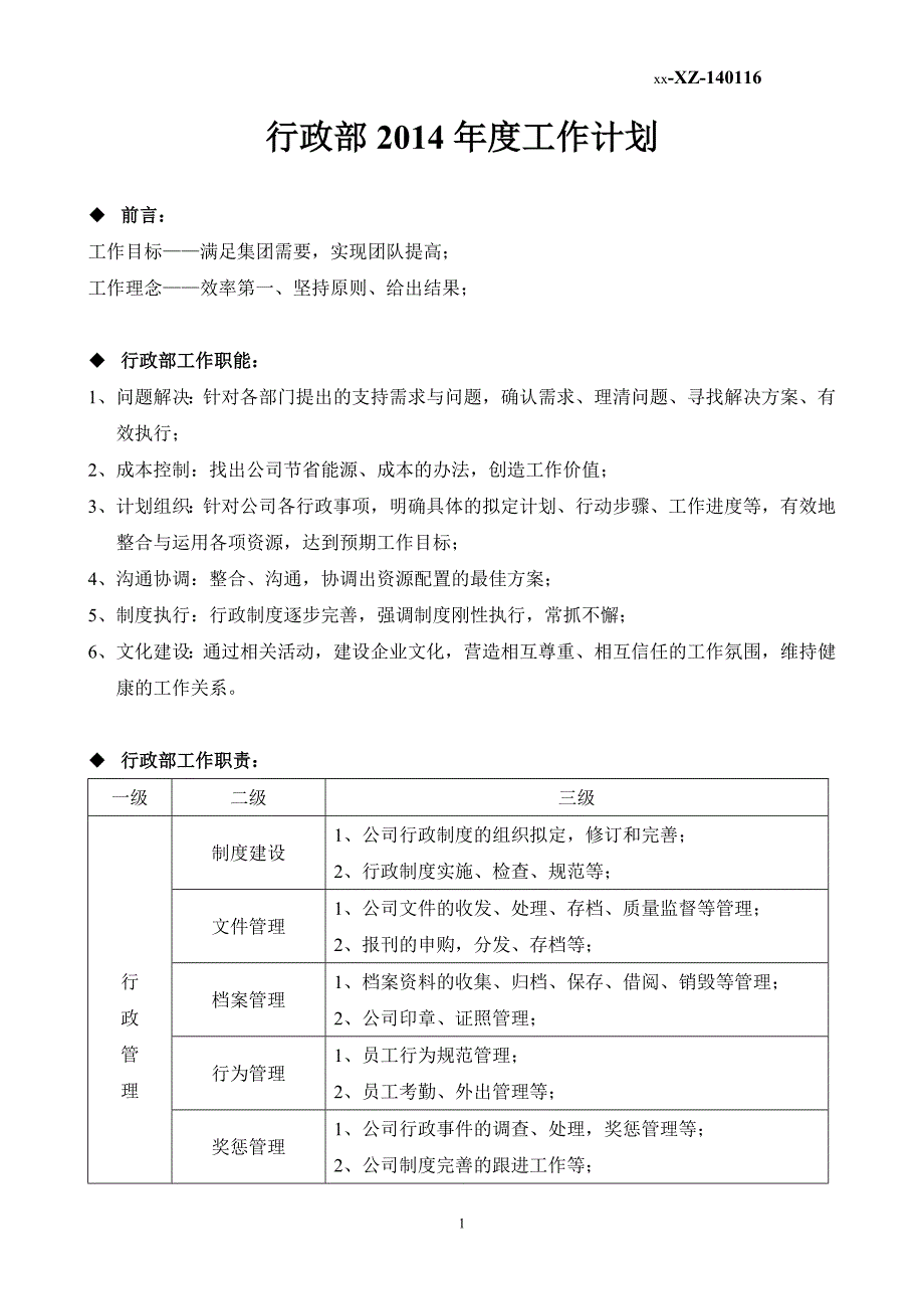 行政部14年工作计划_第1页