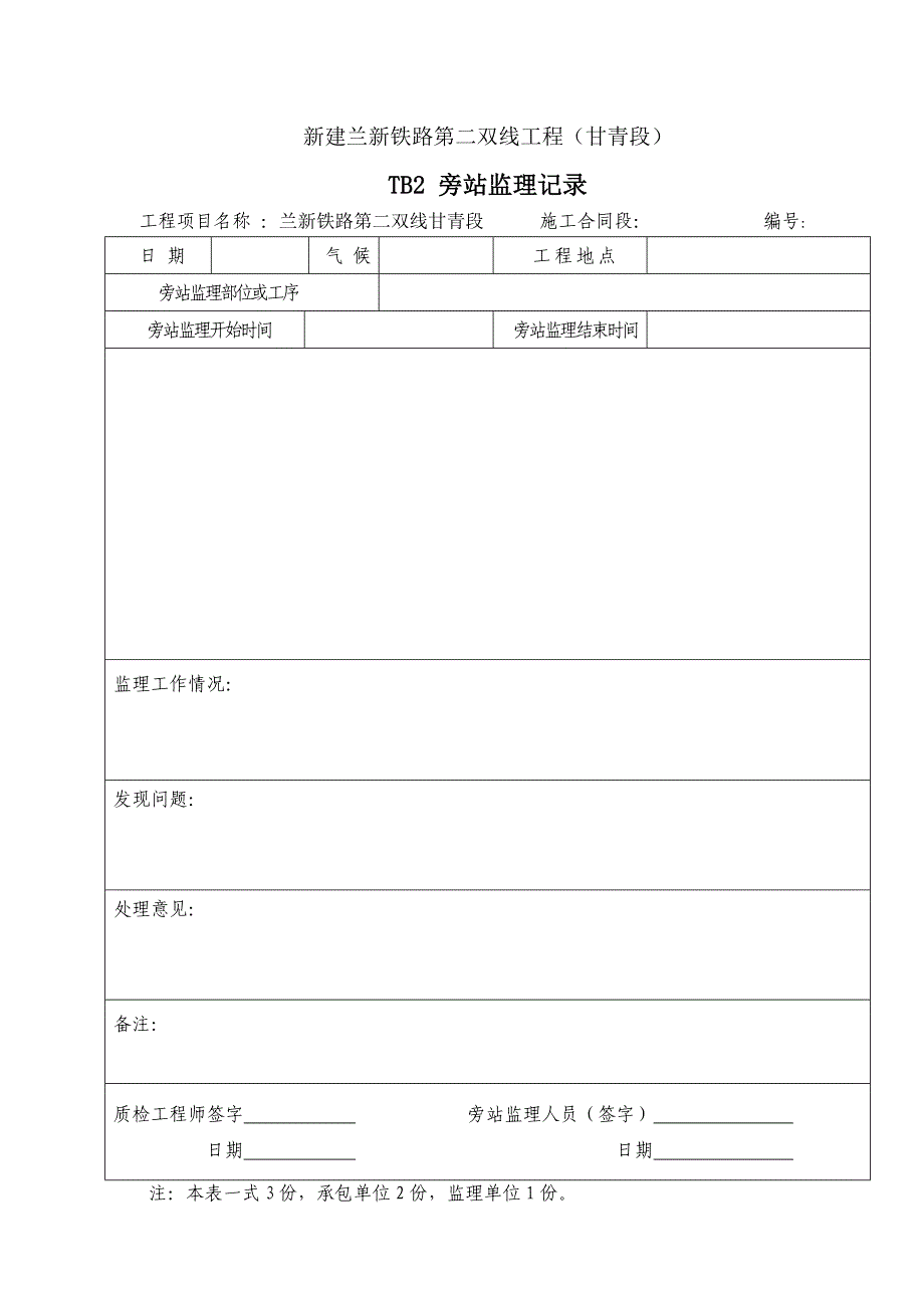 专业监理工程师巡视记录表_第2页