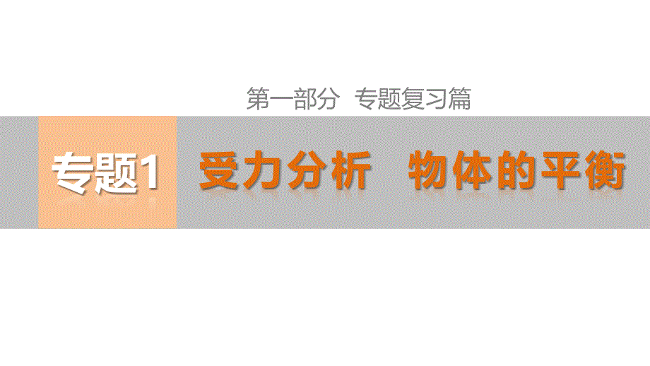 专题一受力分析物体的平衡高考定位方法提炼突破训练共42张_第1页