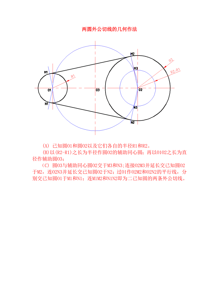 两圆外公切线的几何作法_第1页