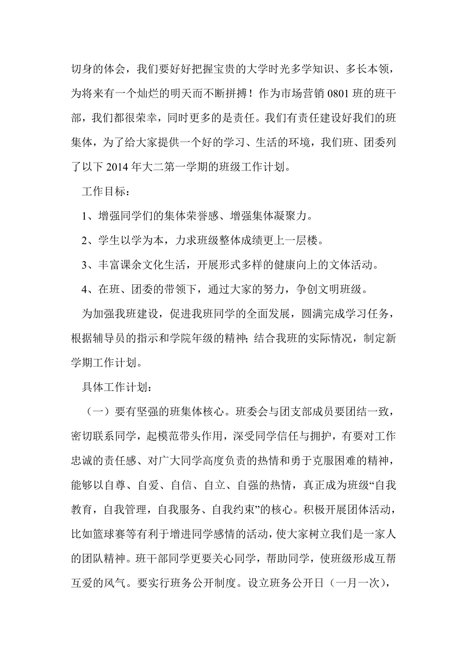 市场营销班级工作计划(精选多篇)_第4页