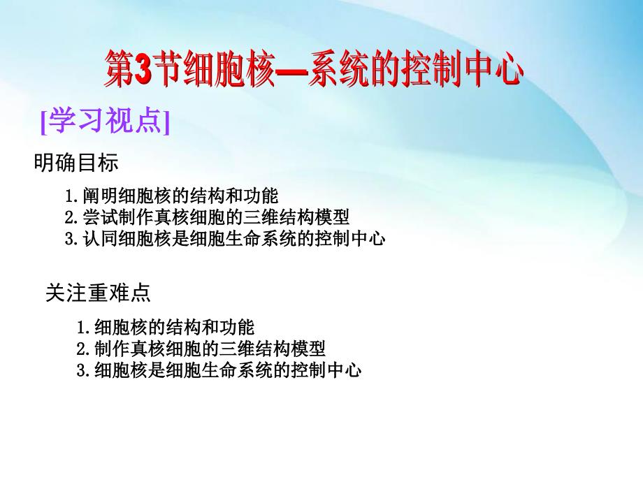 天成教育2016年高中生物必修一同步课件细胞核—系统的控制中心_第1页