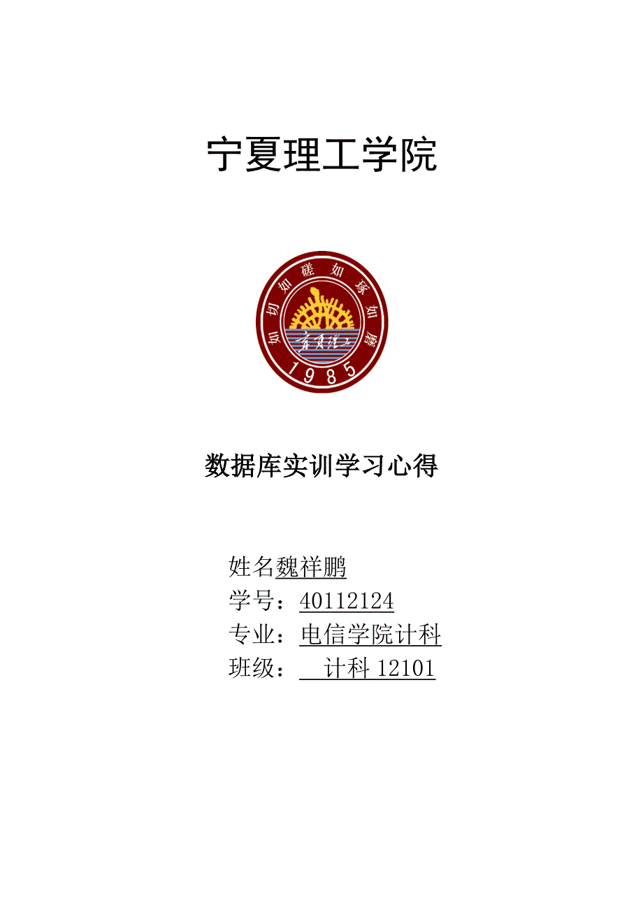 数据库实训学习心得_第1页