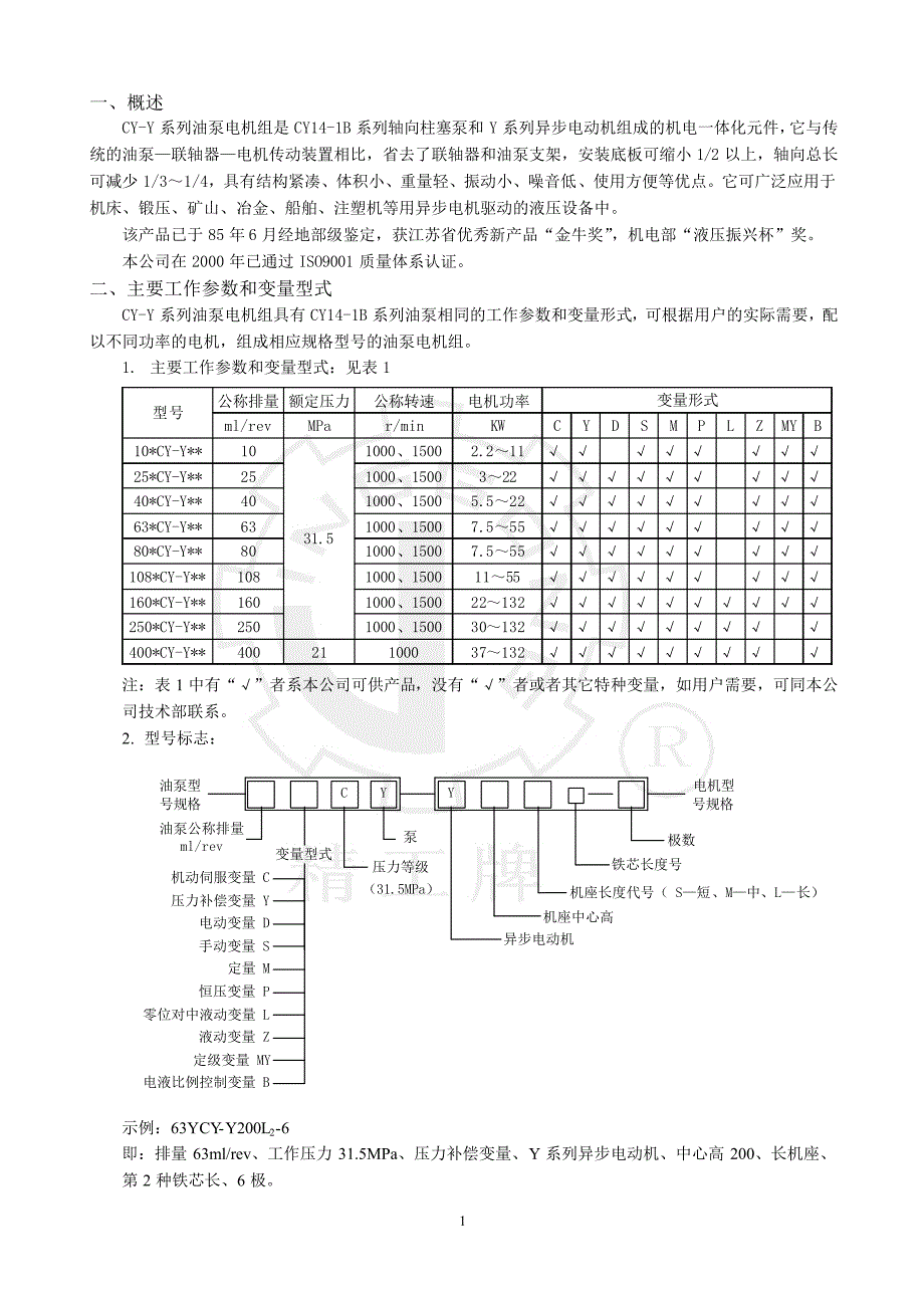 启高cy油泵电机组说明书_第2页