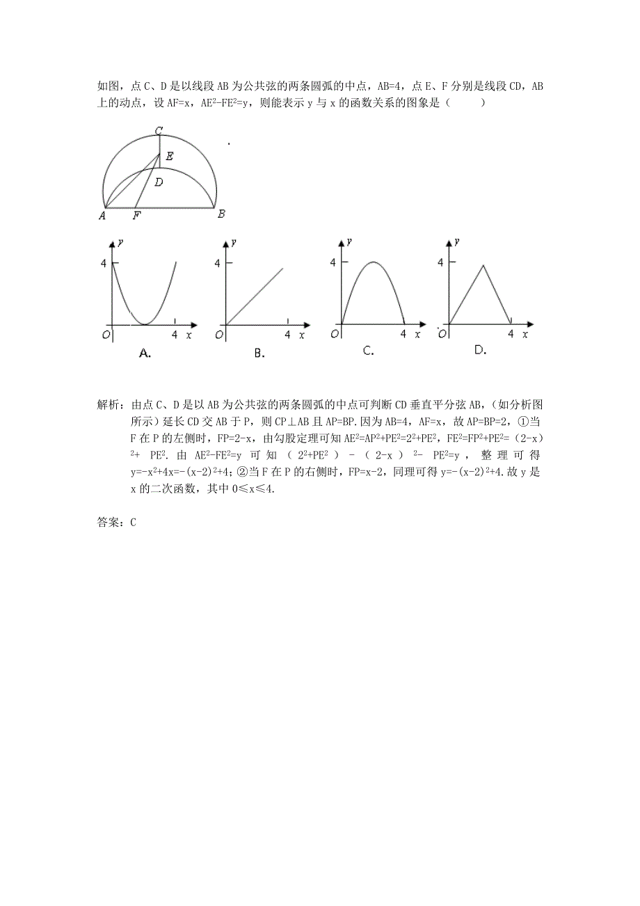 如图,点c、d是以线段ab为公共弦的两条圆弧的中点,ab=4,点e、f分_第1页