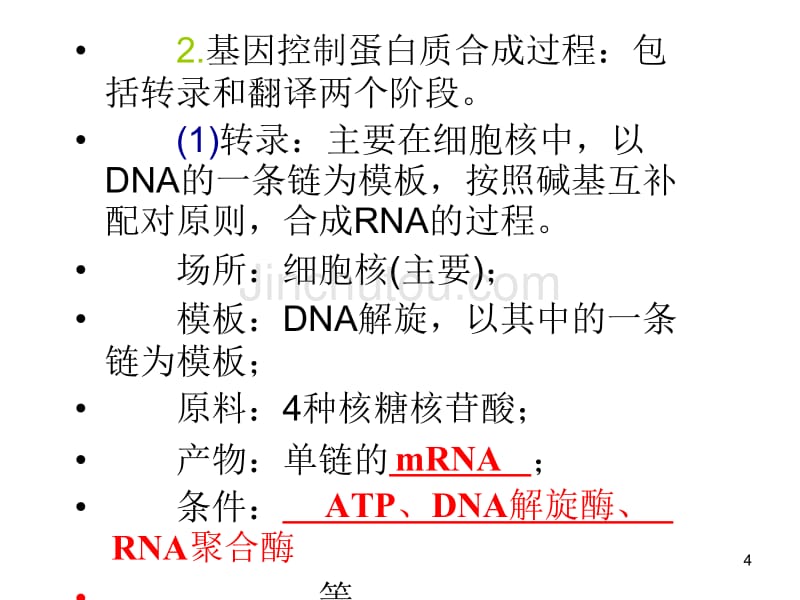 基因指导蛋白质的合成和基因对性状的控制复习精品课件_第4页