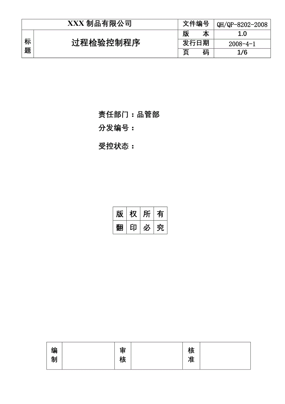 某金属制品公司过程检验控制程序_第1页