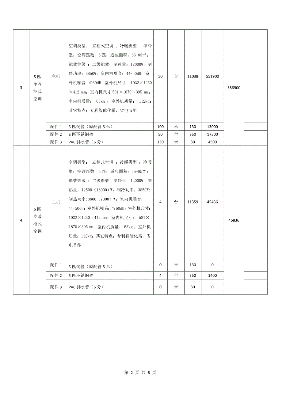 空调采购项目需求清单_第2页