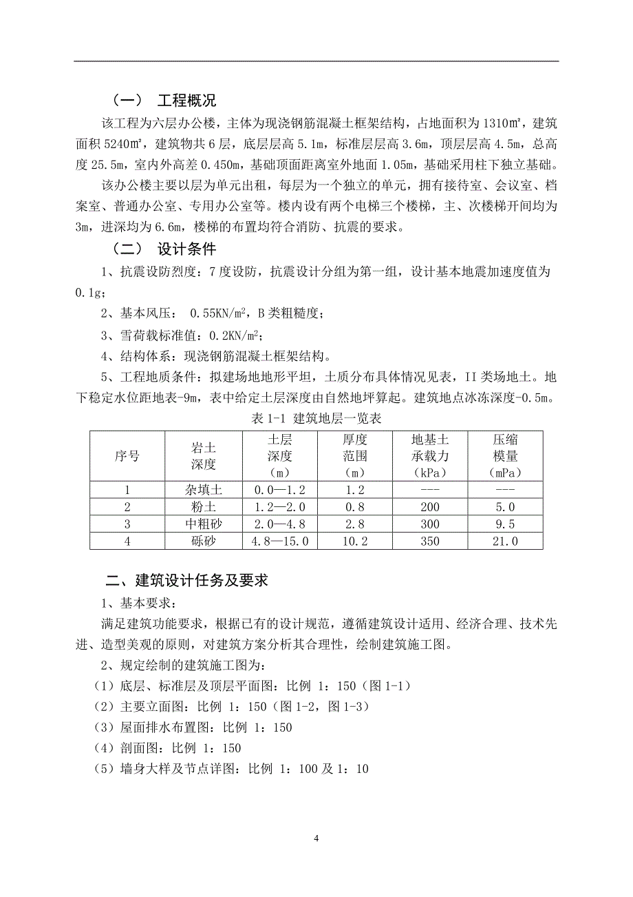 土木工程专业毕业设计(某六层框架办公楼结构毕业设计计算书)_第4页