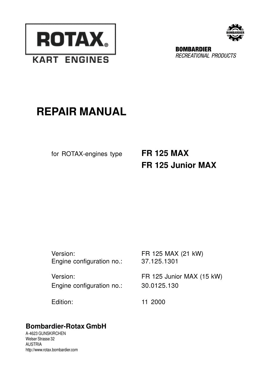 罗泰克斯Rotax_ FR125卡丁车发动机维修说明_第1页
