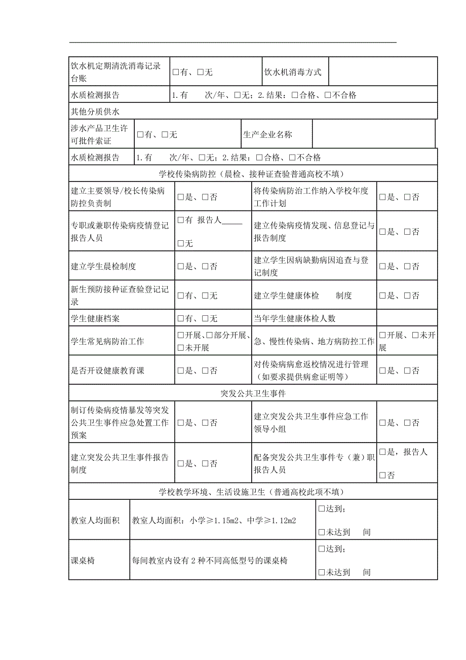 2012年全区学校卫生工作情况检查表_第3页