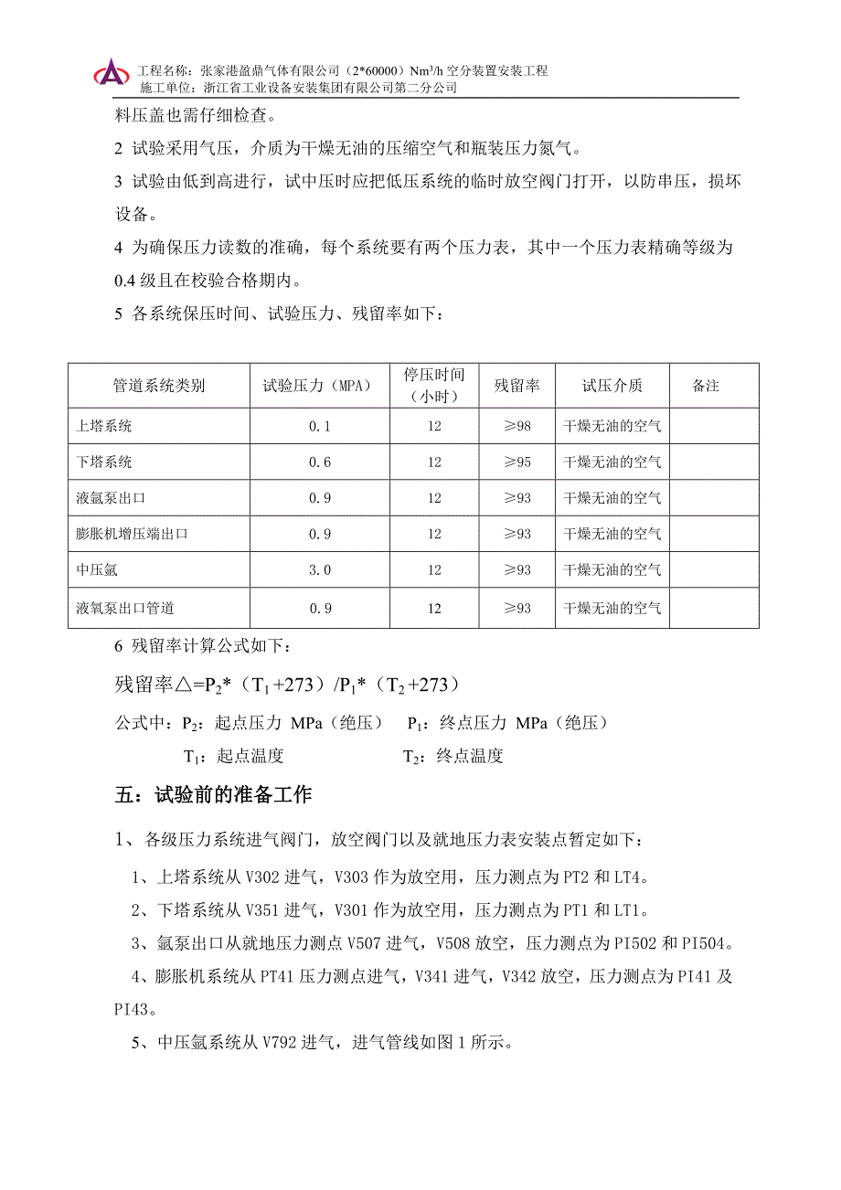 张家港盈鼎气体有限公司60000空分冷箱内管道试压方案_第4页