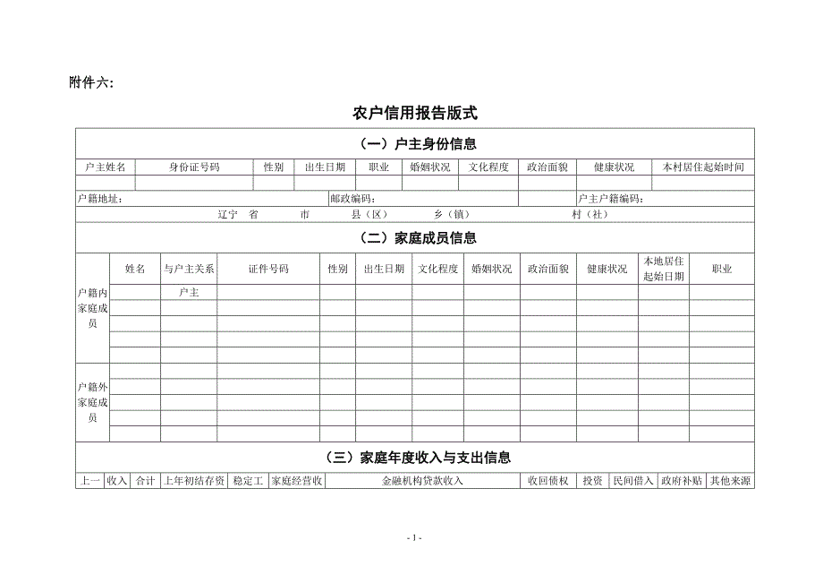 银行农户信用报告版式_第1页