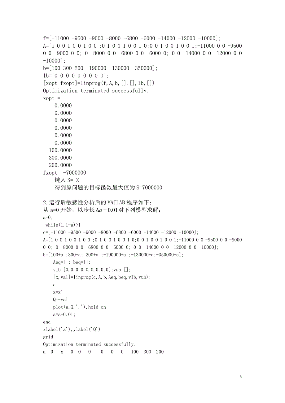 MATLAB的线性规划问题的敏感性分析_第3页