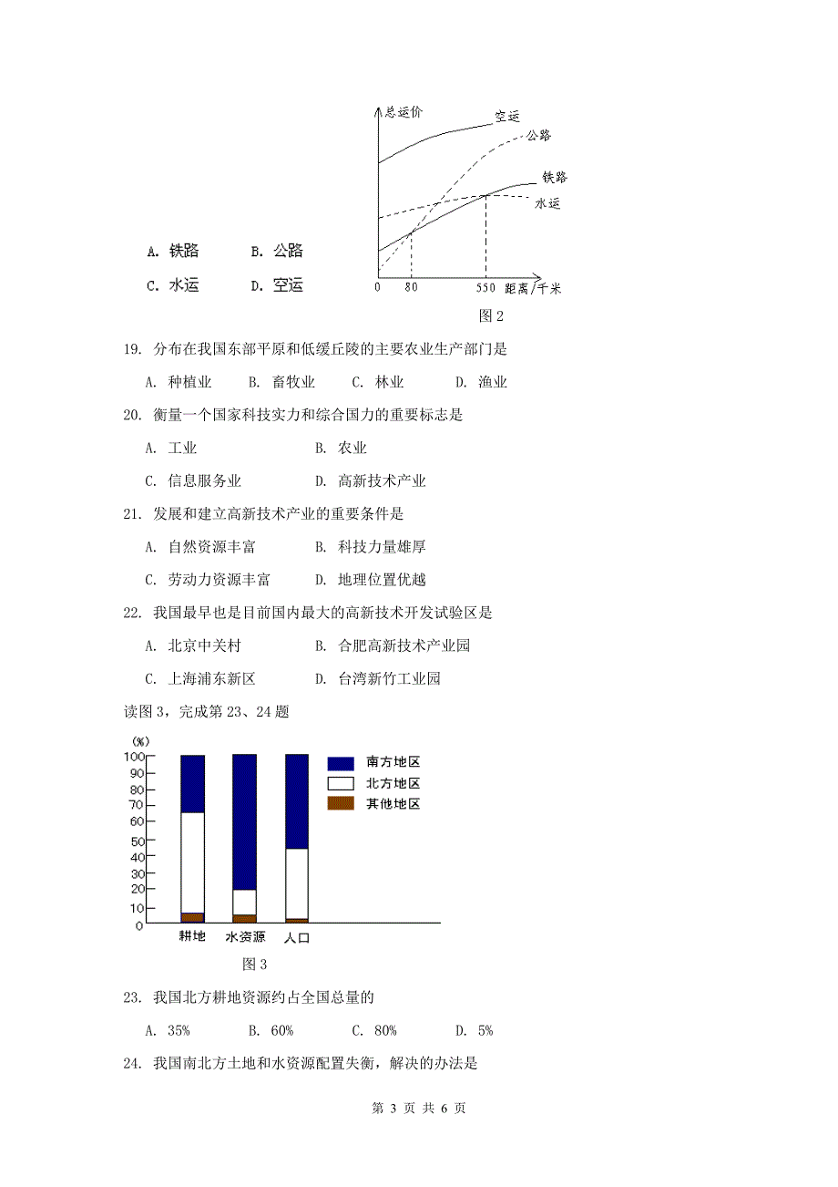 初二地理模拟考试题_第3页