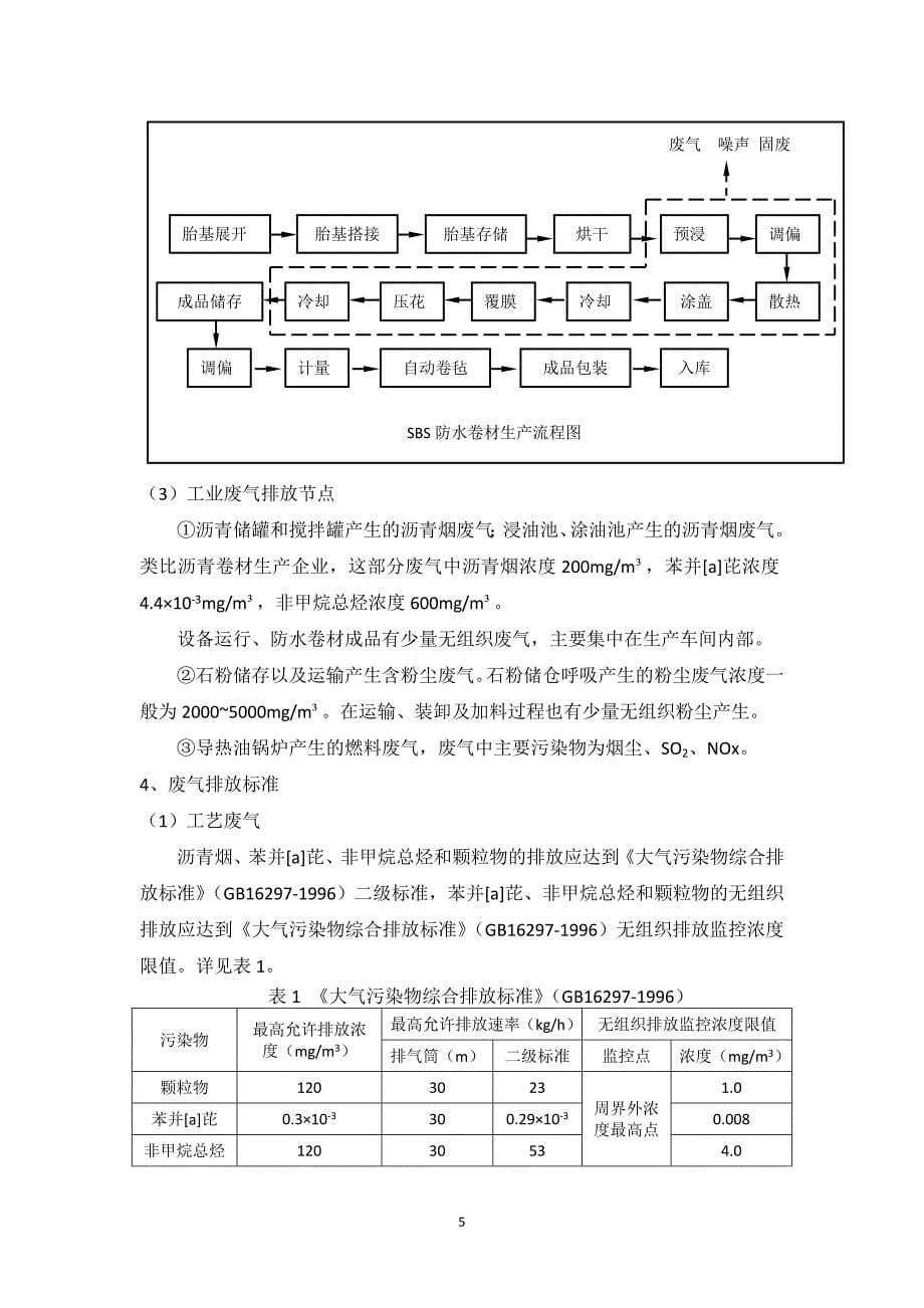 防水卷材行业废气污染治理方案_第5页