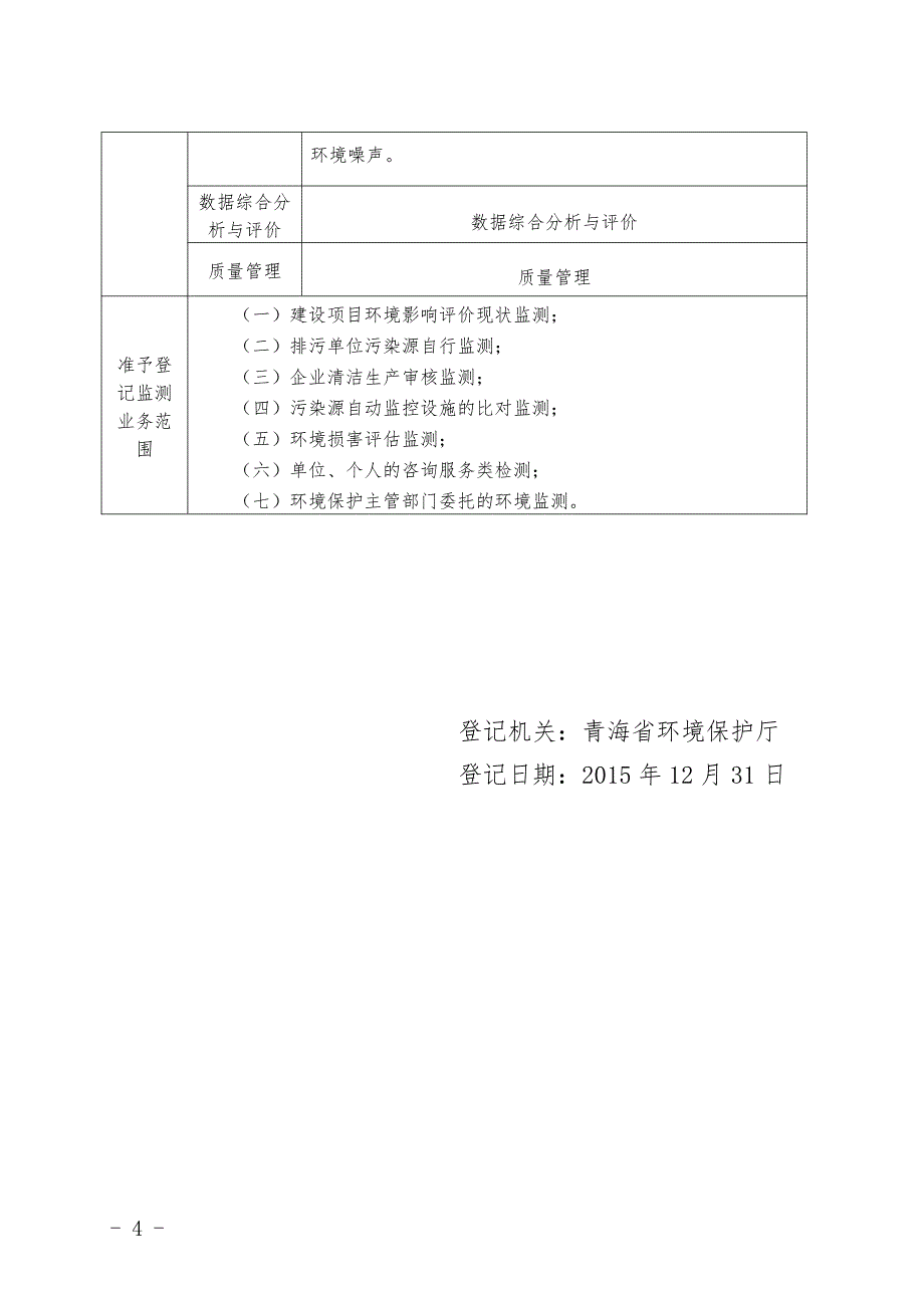 青海省环境保护厅社会环境检测机构登记书_第4页