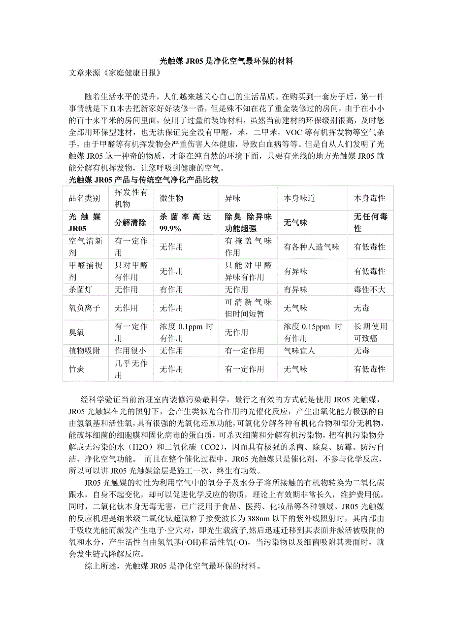 光触媒净化空气最环保的材料_第1页