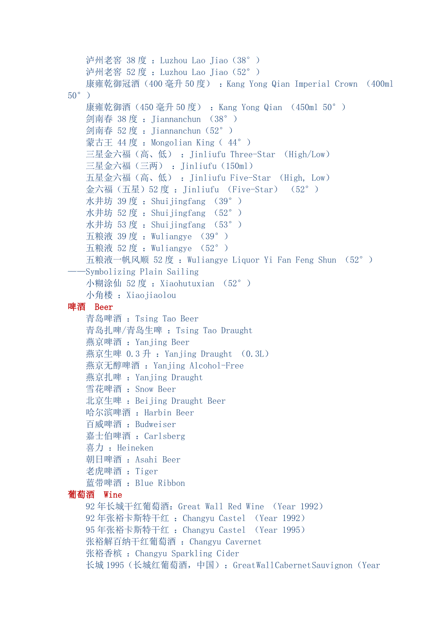 中英文菜单酒水类_第2页