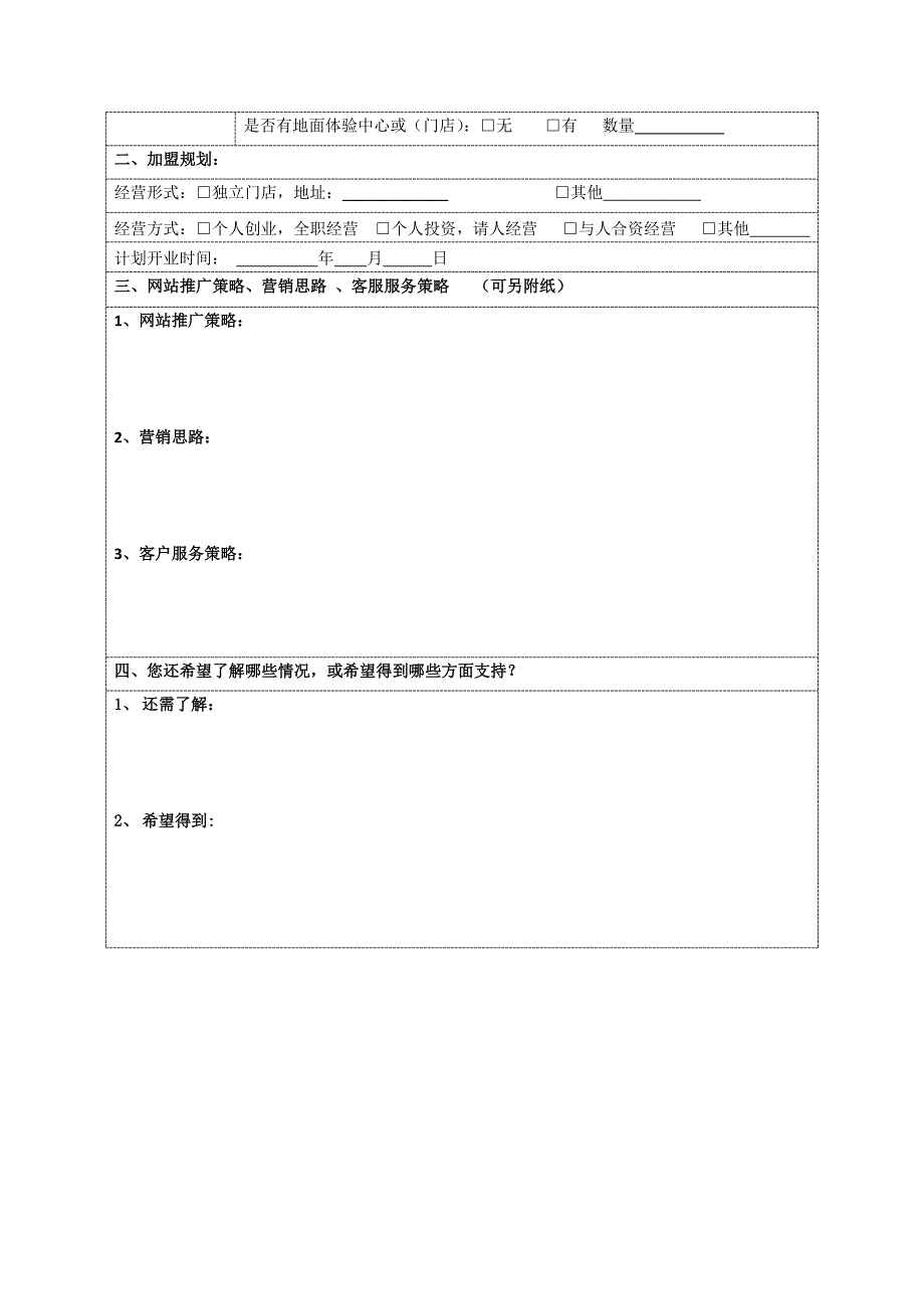 代理加盟商意向申请表_第2页