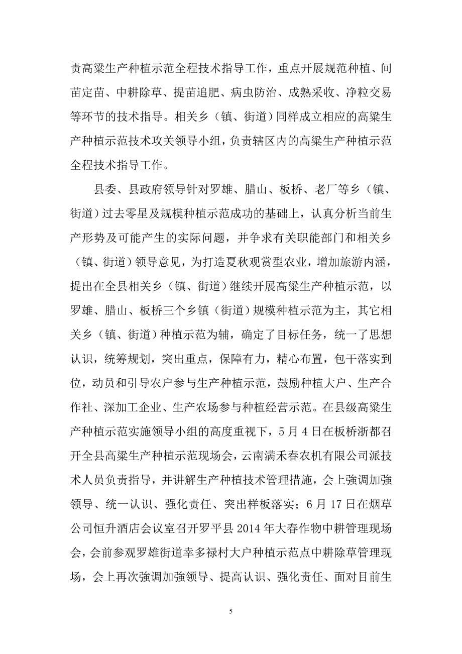 罗平县夏秋观赏型农业高粱生产种植示范工作报告_第5页