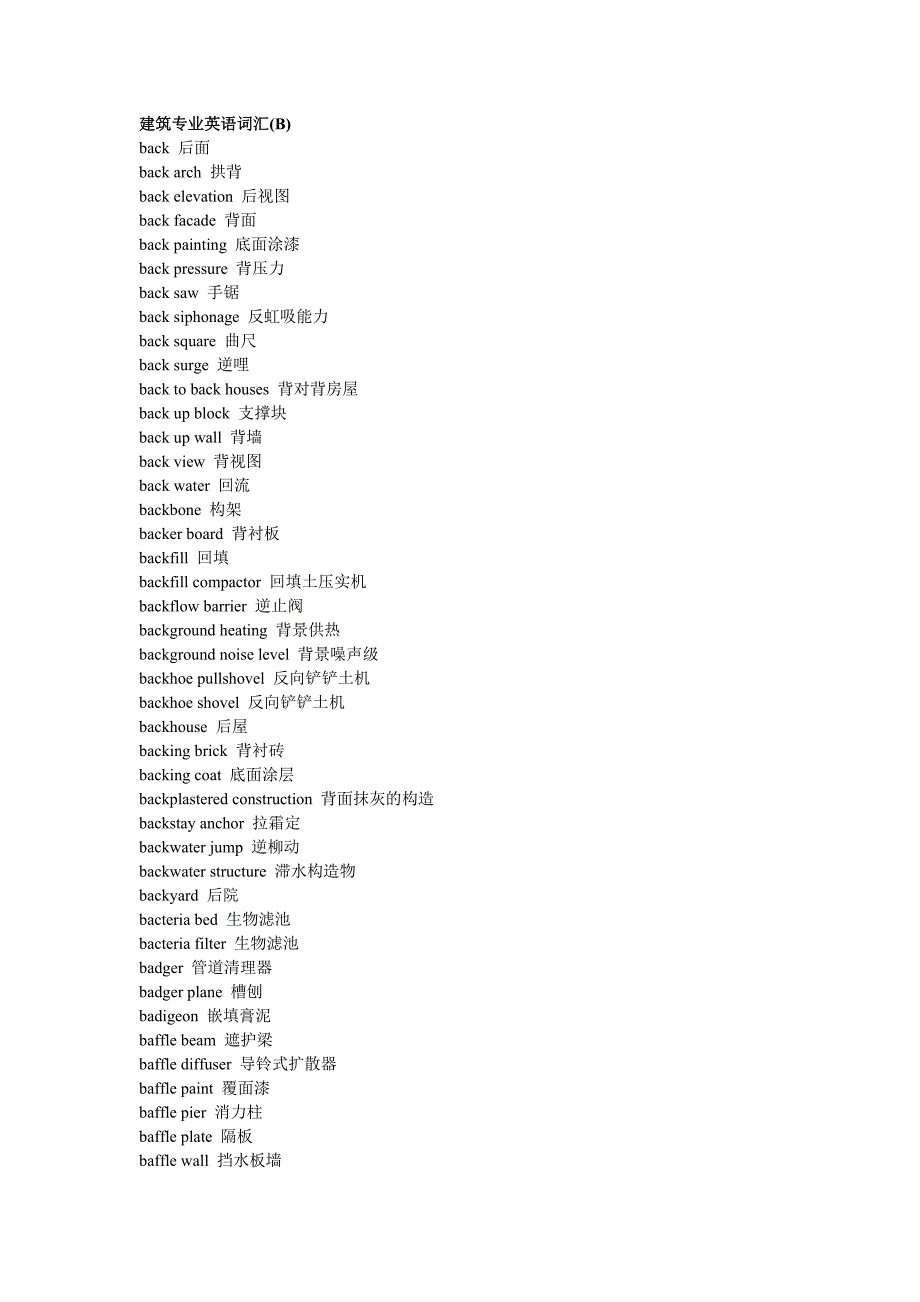 建筑专业英语词汇(b)_第1页