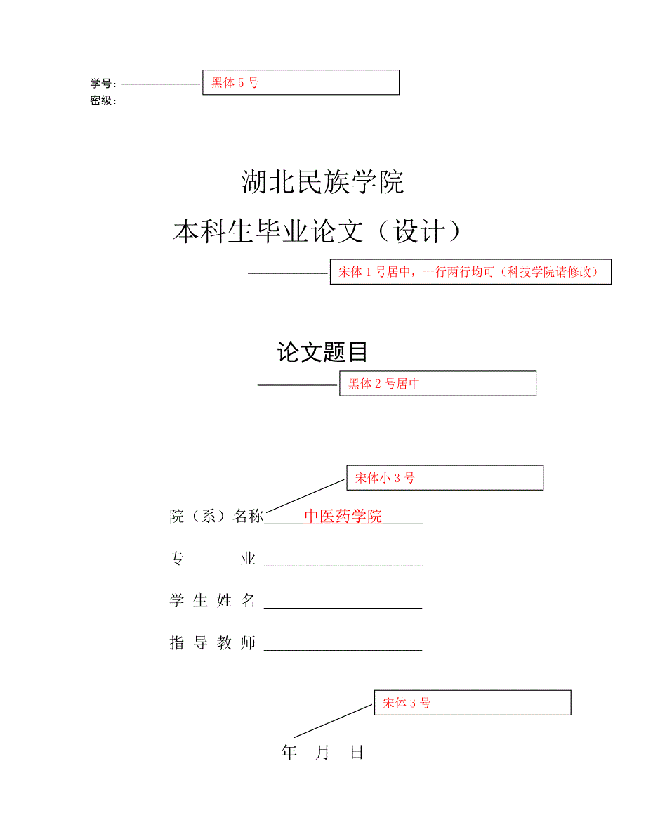 湖北民族学院本科生毕业论文书写、排版规范_第1页