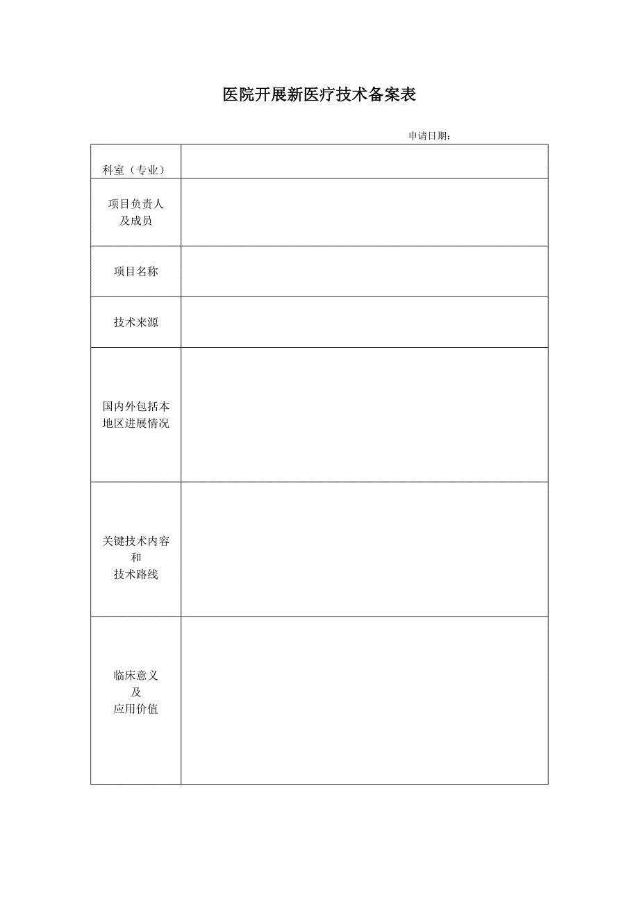 医院开展新医疗技术备案表_第1页