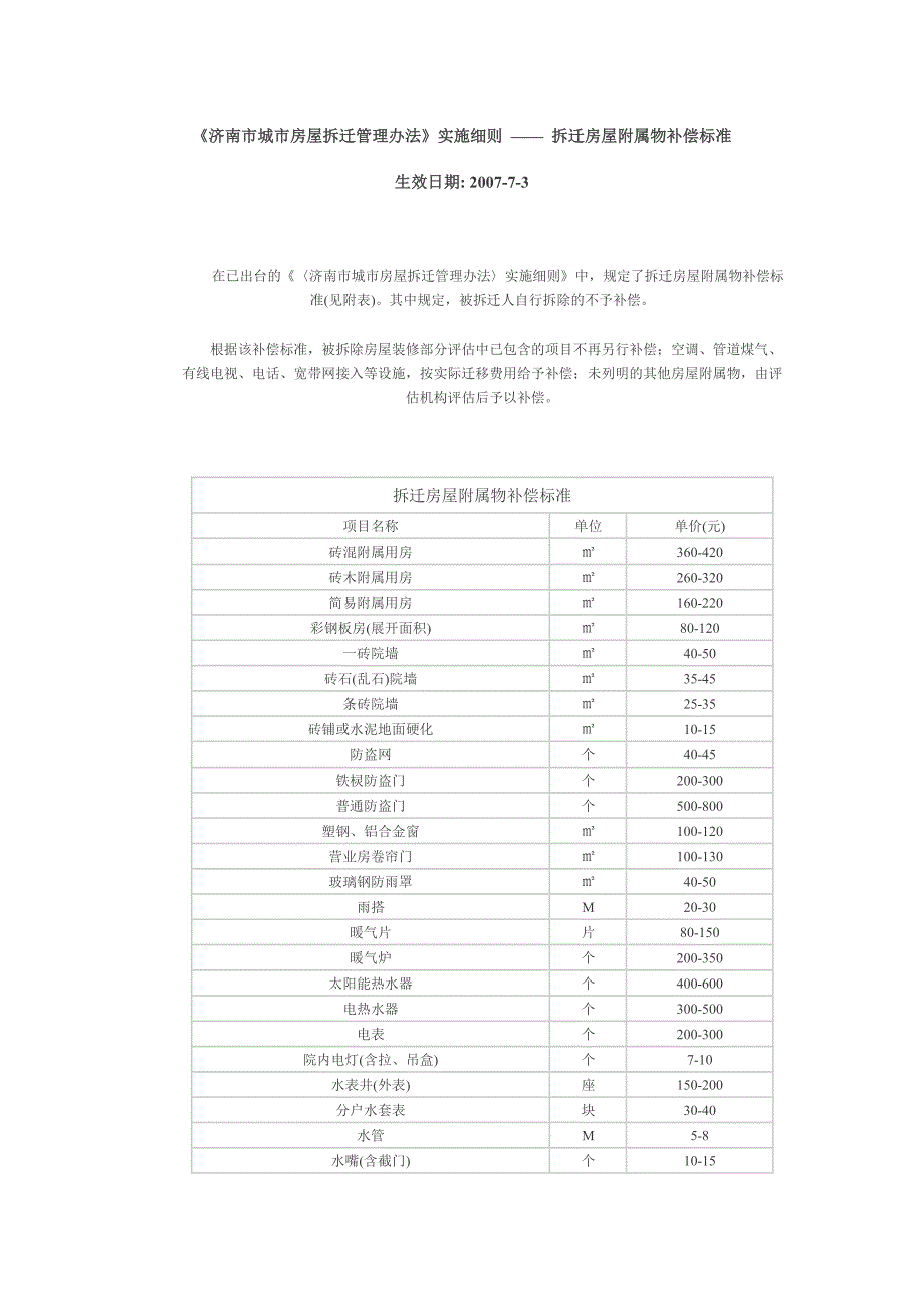 拆迁房屋附属物补偿标准_第1页