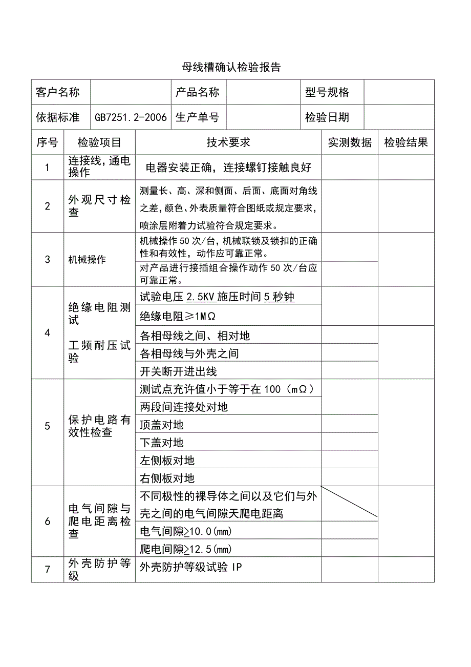 母线槽确认检验报告_第1页