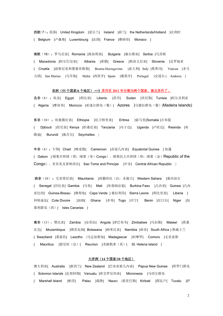 按区域世界国家名称中英文名称_第2页