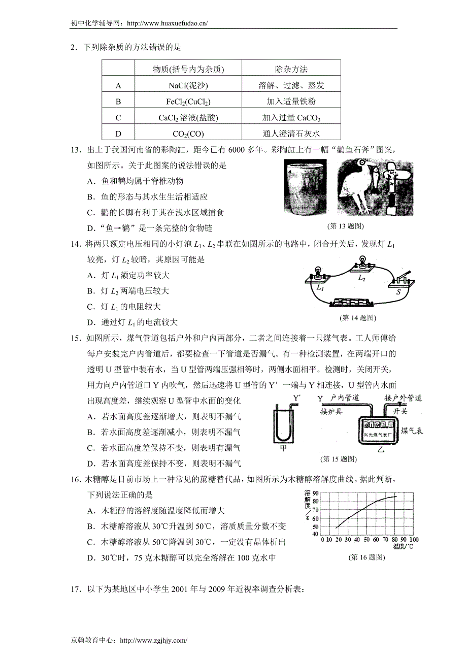 2010年浙江宁波中考科学试卷(答案及考点分析)_第3页