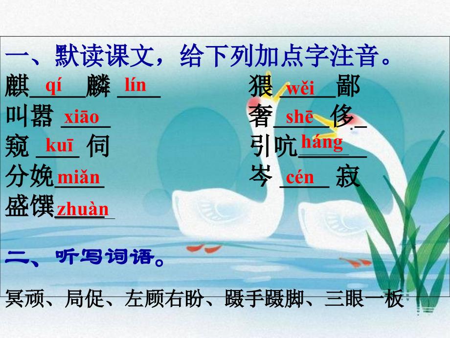 小学语文四年级上四单元 白鹅ppt课件_第4页