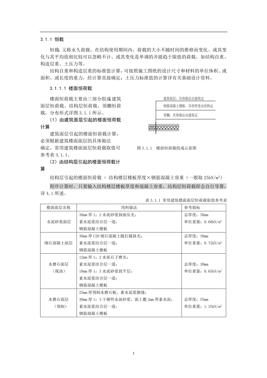 楼面及屋面恒荷载取值_第1页