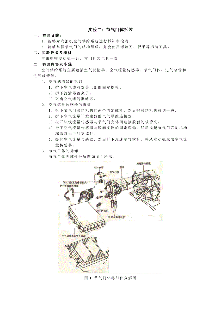 实验二、节气门体拆装_第1页