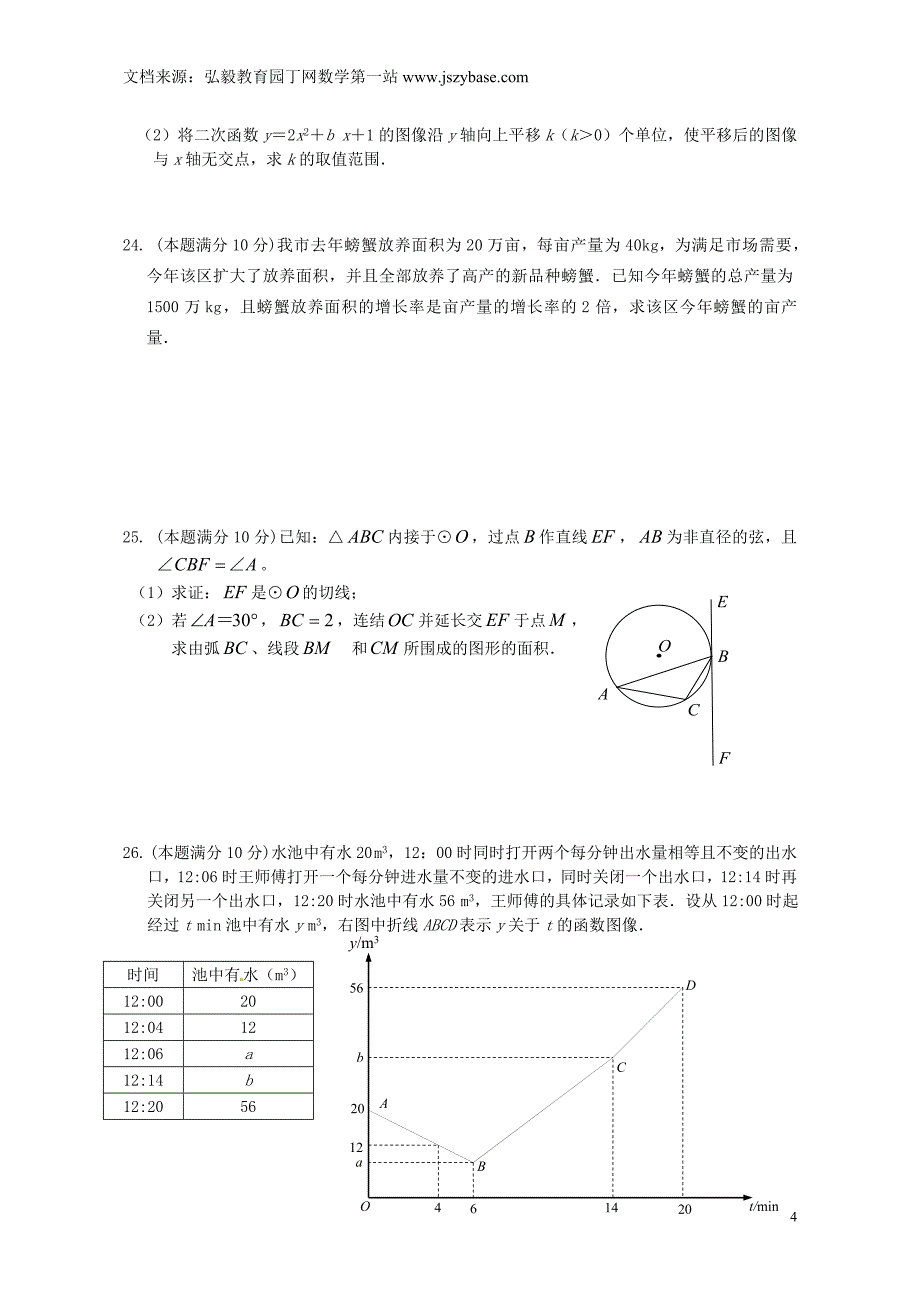 江苏省盐城市建湖县城南实验初级中学教育集团2015届九年级数学下学期5月模拟试题_第4页