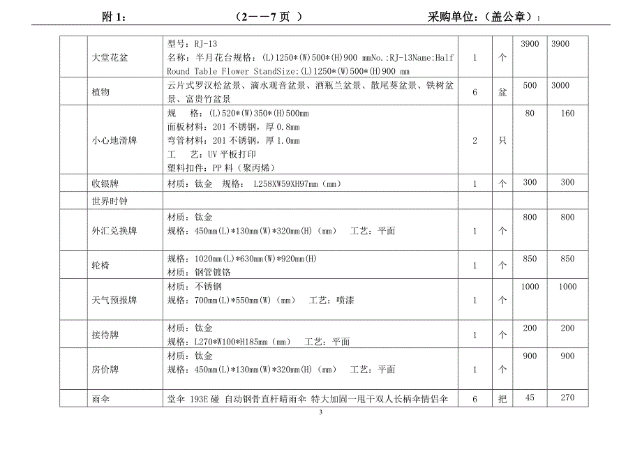 酒店前厅购置清单_第3页