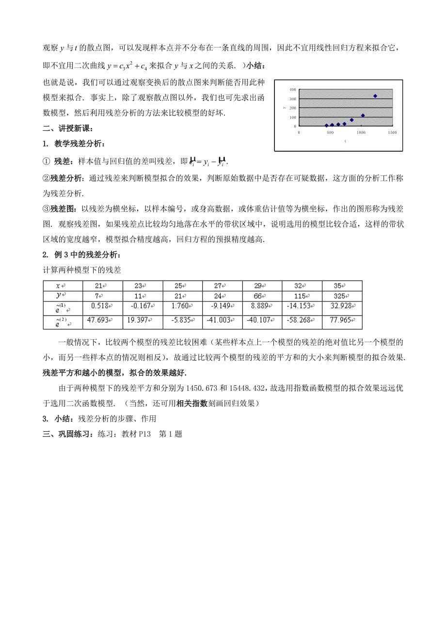 (新人教a版选修1-2)1.1回归分析的基本思想及其初步应用教案1_第5页