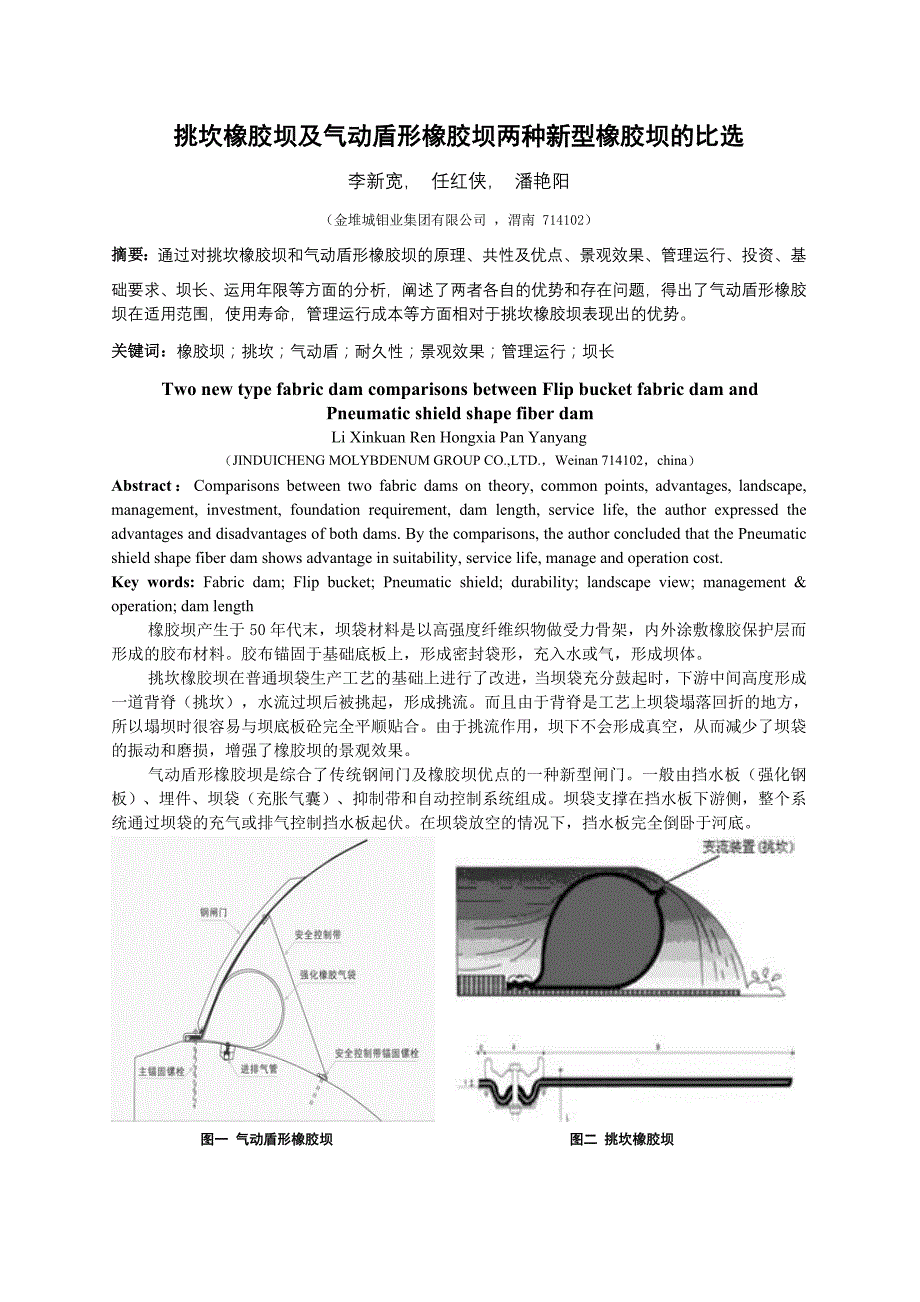 挑坎橡胶坝及气动盾形橡胶坝两种新型橡胶坝的比选_第1页