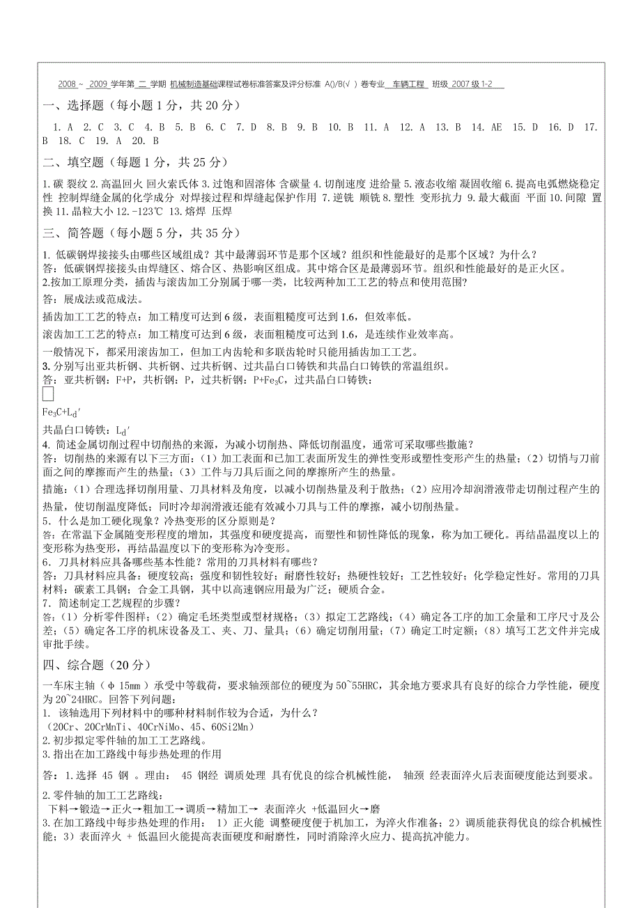 青岛理工大学机械制造基础期末试卷b_第3页